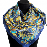 Scarf "Birds of paradise". Sapphire, 90х90 cm - image-0
