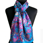 Шалик "Райські пташки". Блакитний, 173х40 см - image-0