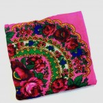 Хустка рожева з квітами з люрексом KHKR35 - image-1