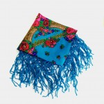 Хустка блакитна з квітами з люрексом UH-1054 - image-0