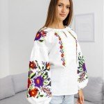 Вишиванка жіноча "АНАСТАСІЯ"(БІЛА З ЗЕЛЕНИМ) - image-0