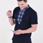 Вишиванка чоловіча "КРИЇВКА" ( ТЕМНО СИНІЙ З СИНІМ ) - image-0