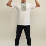 Вишиванка чоловіча "ЗОРЕПАД" (БІЛА З ОЛИВКОВОЮ ) - image-1