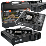 Газова плита туристична портативна з кейсом Black + перехідник - image-0